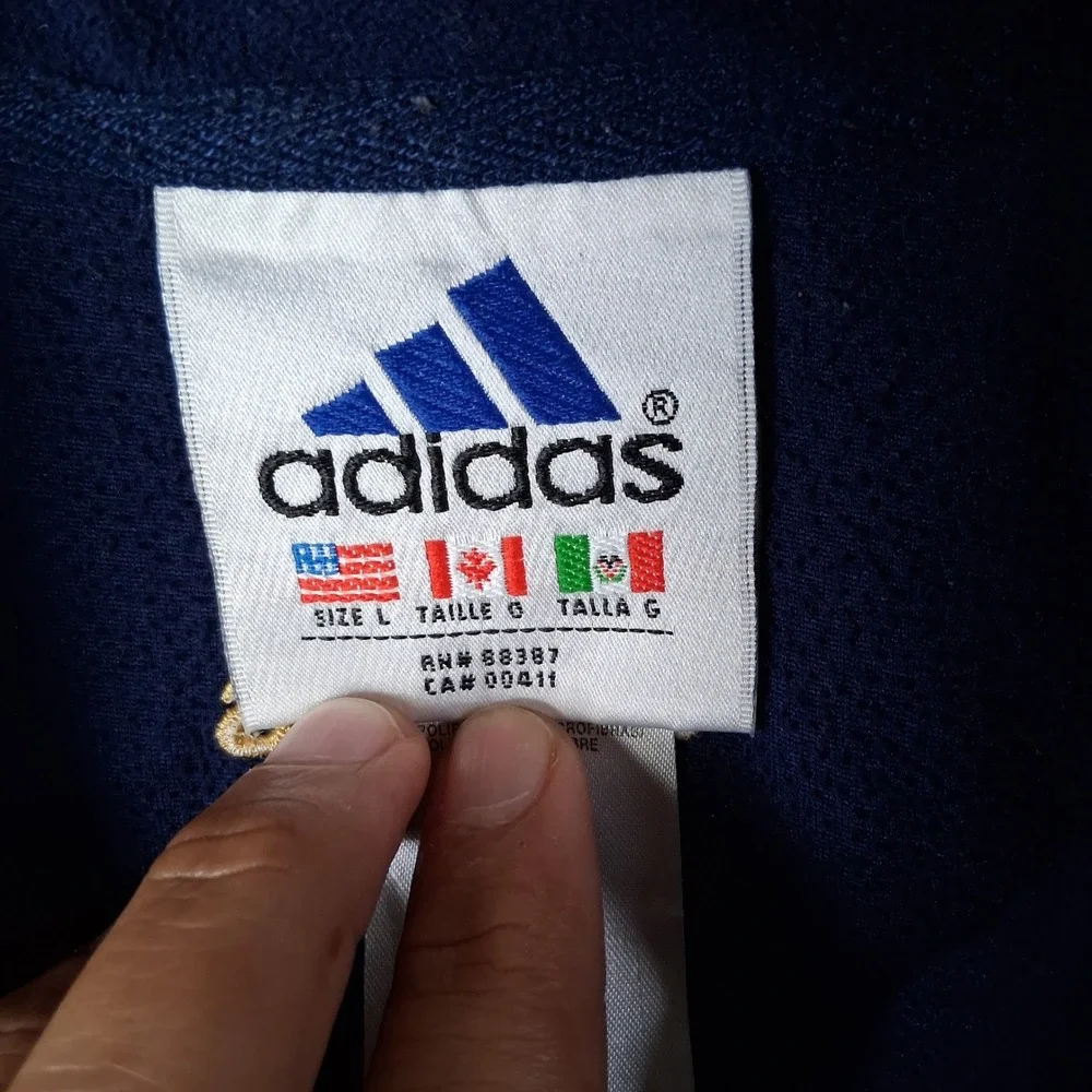 Vintage 1999 Adidas Boston Marathon 1/4 Zip Fleece Pullover Mens Large Navy Blue